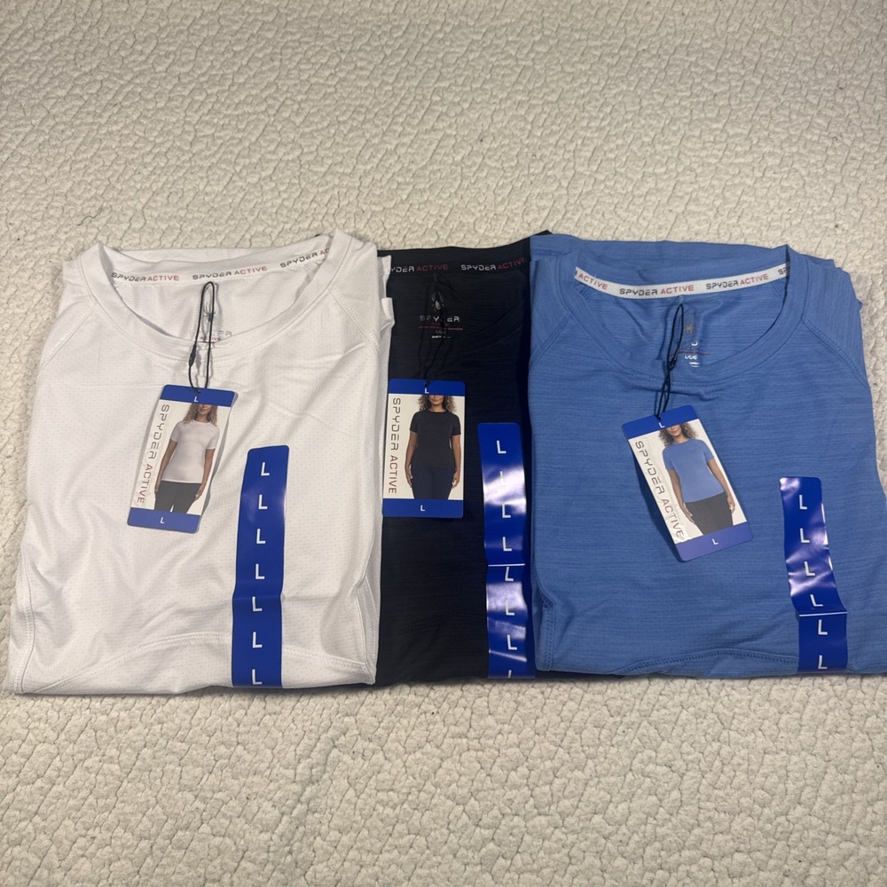 Spider Women's performance Short Sleeve Active Tees size large bundle of 3 NWT